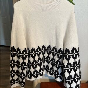 Cozy White and Black Patterned Sweater - H&M